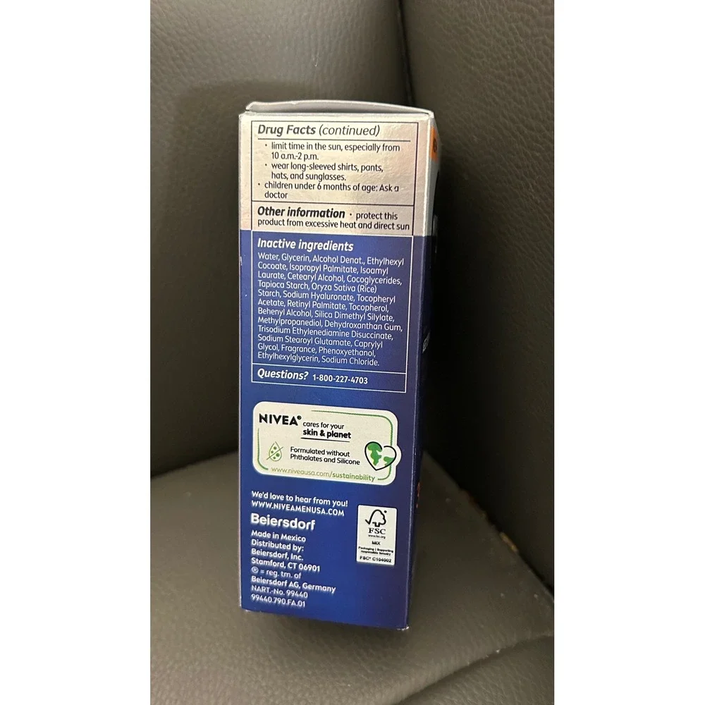 Nivea Men Age Defense Daily Face Moisturizer SPF 30 Hyaluronic Acid 1.7oz 2 Pack
